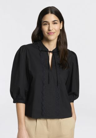 Boss Orange by Hugo Boss Schlupfbluse BOSS ORANGE Balet Premium Damenmode, Damen, Gr. 34, schwarz 001, Popeline, Obermaterial: 100% Baumwolle, unifarben, normal, 2-Knopf-Mansc