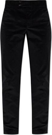 Dolce & Gabbana Fluwelen broek met rechte pijpen - Heren - Straight fit broeken - Zwart - XL - Katoen - Broeken