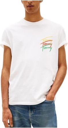 Tommy Hilfiger Twisted Signature Beige T-shirt Urban Style - Heren - T-shirts - Beige - L - Katoen - Tops