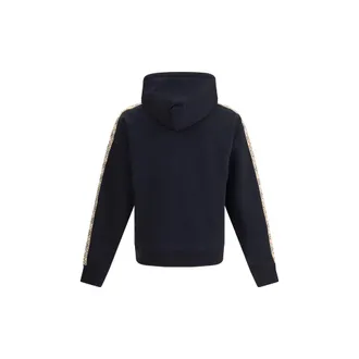 Burberry Mens Check Trim Hoodie Black Clothing