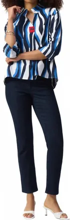 Joseph Ribkoff Abstract Print Trapeze Top In Vanilla/multi