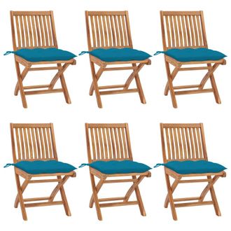 vidaXL Sillas De Jard&iacute;n Plegables 6 Uds Madera Maciza Teca Con Cojines Vidaxl