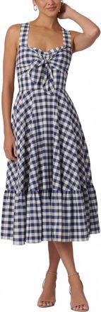 Shoshanna Nellie Midi Dress In Navy/optic White