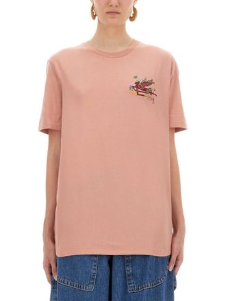 Etro Pink Graphic Crew Neck T-Shirt