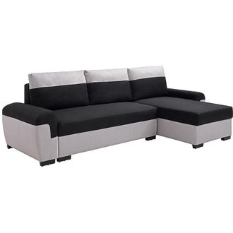 Vente-Unique Divano letto angolare reversibile in Tessuto Nero e Grigio - GABY II
