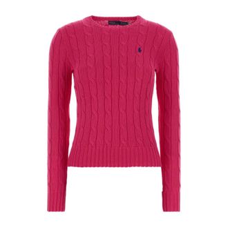 Polo Ralph Lauren Kabelgebreide trui - Dames - Ronde hals truien - Roze - S - Katoen - Truien & Vesten