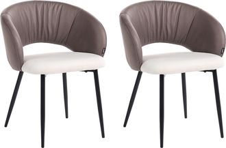 Beliani Conjunto De 2 Sillas De Comedor Tapizado De Tela Respaldo De Piel Sint&eacute;tica Sal&oacute;n Comedor Marr&oacute;n/beige Claro Walla