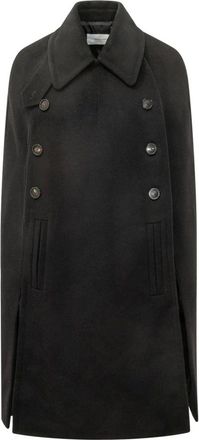 7 For All Mankind Double-breasted cape - Dames - Jassen - Zwart - Maat: S Wol
