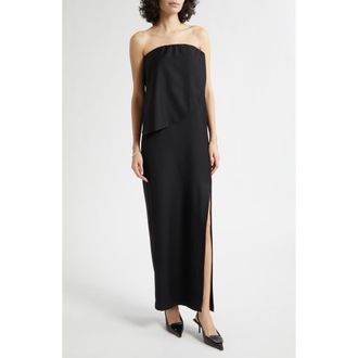 Poss&eacute; Elspeth Strapless Wool Maxi Dress in Black at Nordstrom, Size Xx-Large