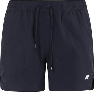 K-Way logo-patch swim shorts - men - Polyester/Nylon - S - Blue