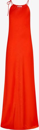 Serena Bute Gathered Neck Bias Dress - Bright Red