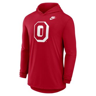 Nike Ohio State Legacy Nike Mens Dri-FIT College Long-Sleeve Hooded T-Shirt in Red | 01NB65NOBV-1XM