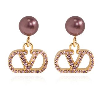 Valentino Garavani Accessoires, Dames, Geel, ONE Size, VLogo Signature Oorhangers