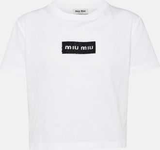 Miu Miu Logo cotton jersey T-shirt