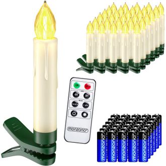 Deuba Set De 20/30/40 Velas Led Inal&aacute;mbricas Con Control Remoto Temporizador 8 Funciones Y Pilas Incluidas - Blanco/multicolor 30 Pzs / Blanco C&aacute;lido + Pila
