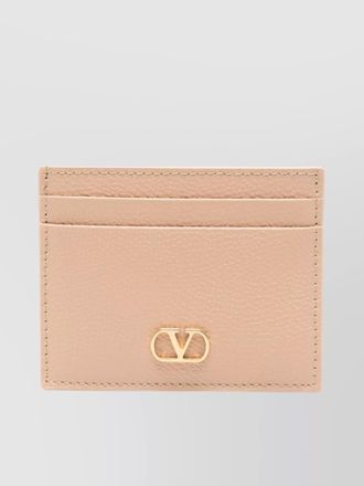 Valentino Garavani signature leather card case with textured finish