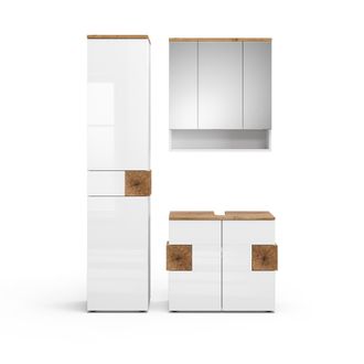 Vicco Conjunto De Muebles De Ba&ntilde;o Eden, Blanco, 3 Partes, Con Mueble Alto, Vicco