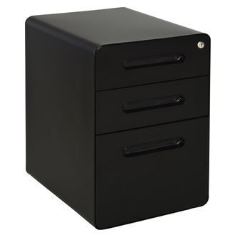 Carter's Vinsetto Steel 3-Drawer Curved Filing Cabinet Mobile File Cabinet W/ Lock Black - CARTER | TJ Hughes