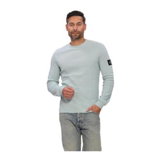 Calvin Klein Badge Waffle LS Tee - Heren - Tops - Groen - Maat: XS Katoen