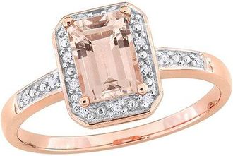 Rina Limor Silver 1.06 Ct. Tw. Diamond & Morganite Accent Halo Ring