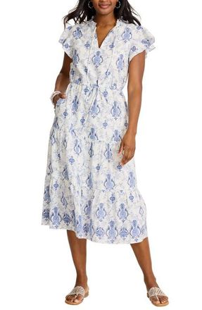 Tommy Bahama Noble Pineapple Midi Dress in White/Blue at Nordstrom, Size X-Large