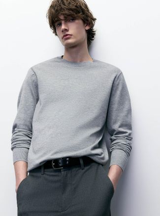 Le 31 Mens Silky knit crew-neck sweater