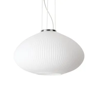 Netlighting Plisse Globe Dome Pendant Ceiling Light Chrome 45cm in Grey