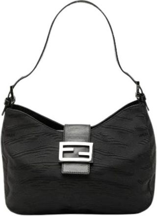 Fendi Pre-owned Shoulder Bags, female, Black, Size: ONE SIZE Pre-owned Canvas Shoulder Bag