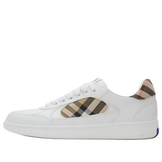 Burberry 26 Leather and Check Terrace Sneakers White Sand 81086491