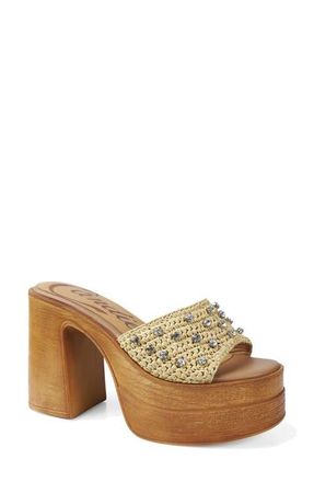 Candie's Febe Platform Sandal in Natural Raffia at Nordstrom, Size 9