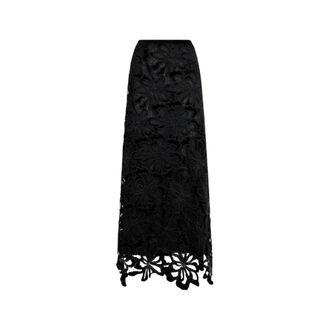 Roberto Cavalli Maxi Skirts, female, Black, Size: XS Long Floral Lace Skirt