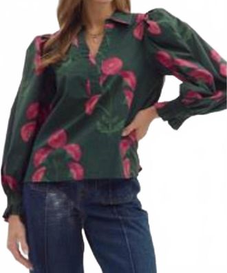 Entro Midnight Garden Blouse In Green