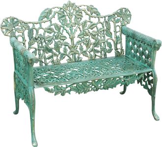 Biscottini International Biscottini - Banco De Jard&iacute;n De Hierro Fundido 110x56x86 Sof&aacute; De Exterior Banco Liberty Con Reposabrazos Silla De 2 Plazas Banco De Hierro