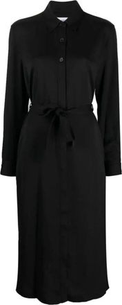 Calvin Klein Shirtdress met ceintuur - Dames - Shirt Kleedjes - Zwart - M - Polyester - Kleedjes