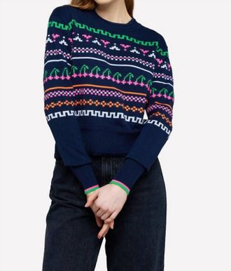 Brodie Elsie Pop Cherries Crewneck Sweater In Sailor