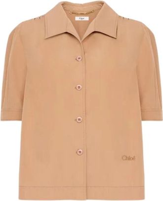 Chlo&eacute; Polo E26 - Dames - Overhemden - Beige - M - Katoen - Overhemden