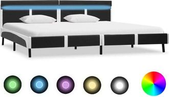 vidaXL Vidaxl - Estructura Cama Led Sin Colch&oacute;n Cuero Sint&eacute;tico Gris 180x200 Cm