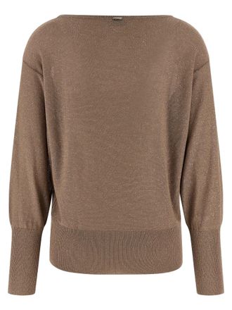 Herno Lam&eacute; and Sequin Yarn Sweater - Taupe