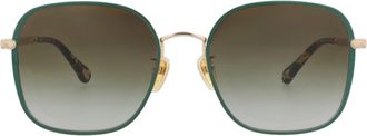 Chlo&eacute; Square-Frame Metal Sunglasses