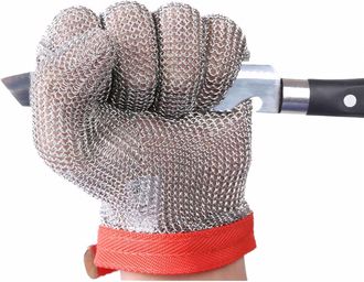 OEM Guantes De Seguridad Resistentes A Los Cortes, Fabricados En Malla De Acero Inoxidable Para Trabajos De Corte Y Trituraci&oacute;n Gl08 M (1 Unidad)