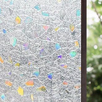 No Brand L&aacute;mina Electrost&aacute;tica 3d Para Ventanas, L&aacute;mina De Privacidad, Autoadhesiva Mate Con Estampado De Piedra De Colores, 45 X 200 Cm