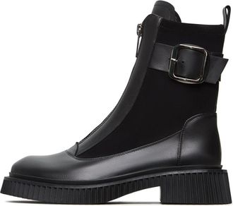 Cesare Gaspari Chunky Sole Enkellaarsjes Ciara - Zwart - Dames - Enkellaarsjes - Zwart - 39 EU - Leer - Schoenen