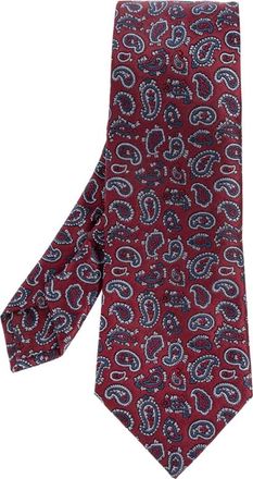 Etro Zijden Jacquard Stropdas met Micro Paisley Motief - Heren - Stropdassen - Rood - ONE Size - Leer - Accessoires
