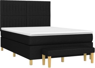 vidaXL Cama Box Spring Con Colch&oacute;n Tela Negro 140x190 Cm Vidaxl