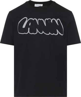 Lanvin Geborduurde Katoenen T-Shirt - Heren - T-shirts - Zwart - M - Katoen - Tops