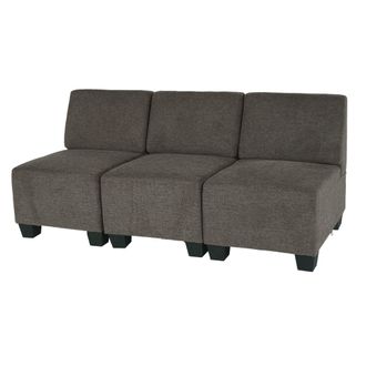 Hhg Nunca Usado] Sof&aacute; Modular 3 Plazas Lyon, Tela/textil, Marr&oacute;n, Sin Reposabrazos