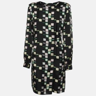 Emporio Armani Black Printed Crepe Mini Dress