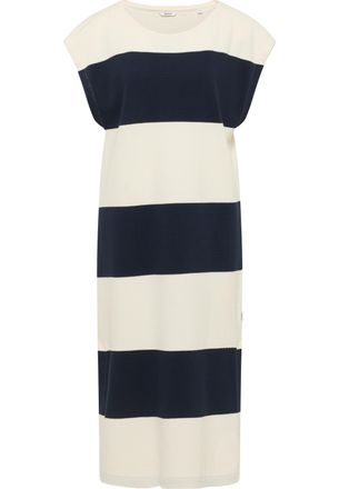 Mustang Maxikleid MUSTANG Damen Style Vivian, Damen, Gr. L, blau (dunkelblau), Strick, 95% Baumwolle, 5% Elasthan, relaxed fit, Rundhals, Kleider Maxikleid