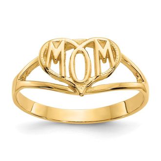 Diamond2Deal 14k Yellow Gold Polished Mom Heart Ring