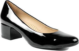 Jones Bootmaker Womens Zakynthos Leather Block Heel Court Shoes - Black - Size UK 3.5
